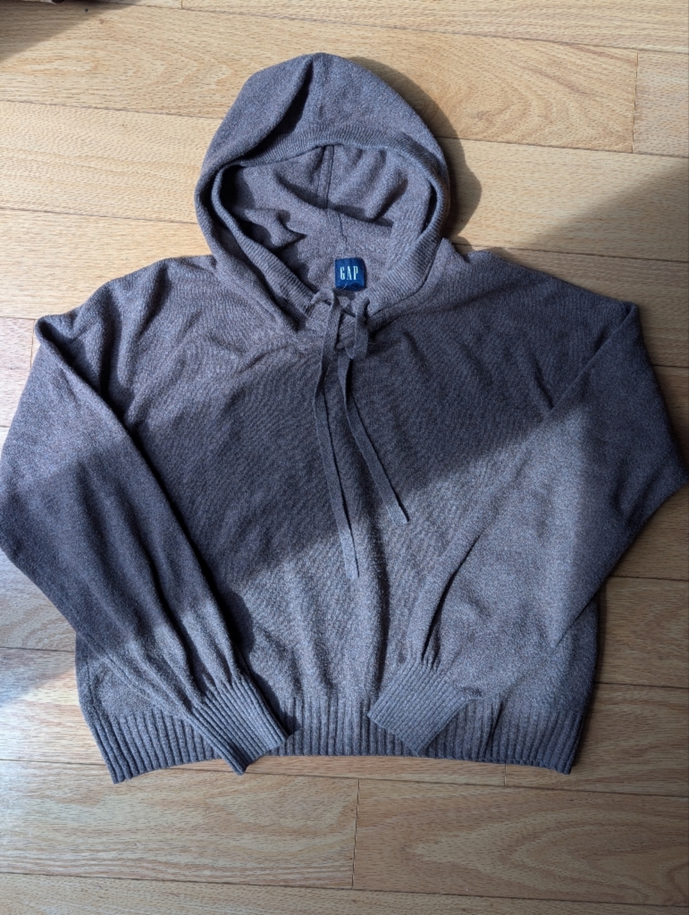 GAP Women's Brown Hooded Knit Sweatshirt